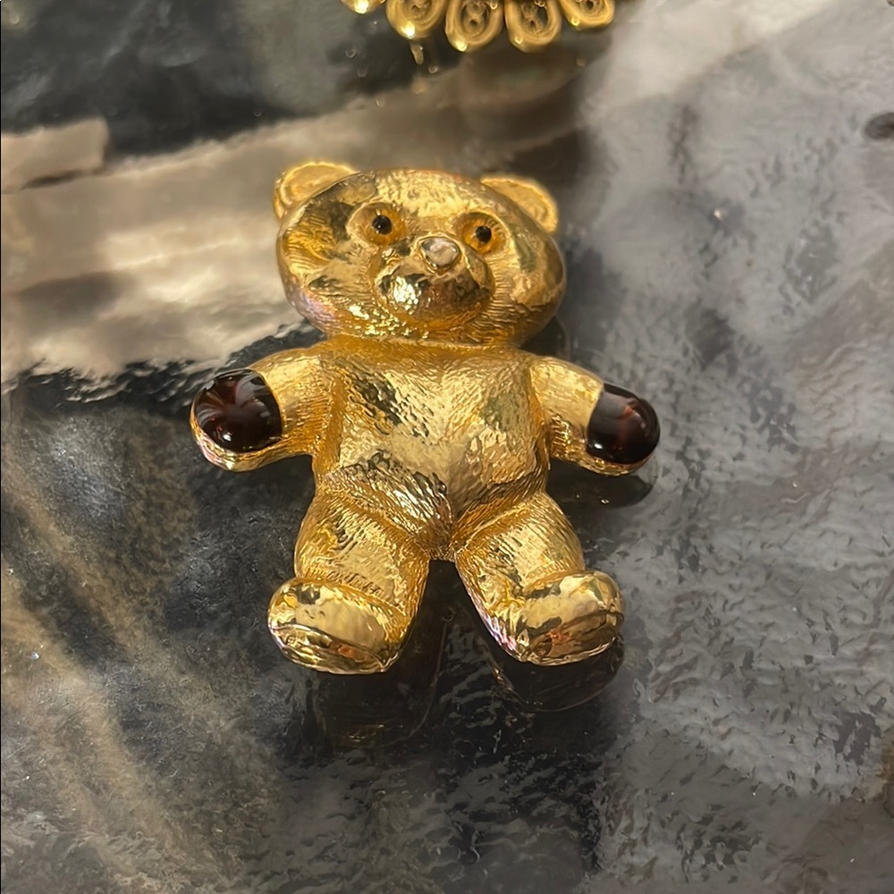 Gold Teddy Bear Brooch